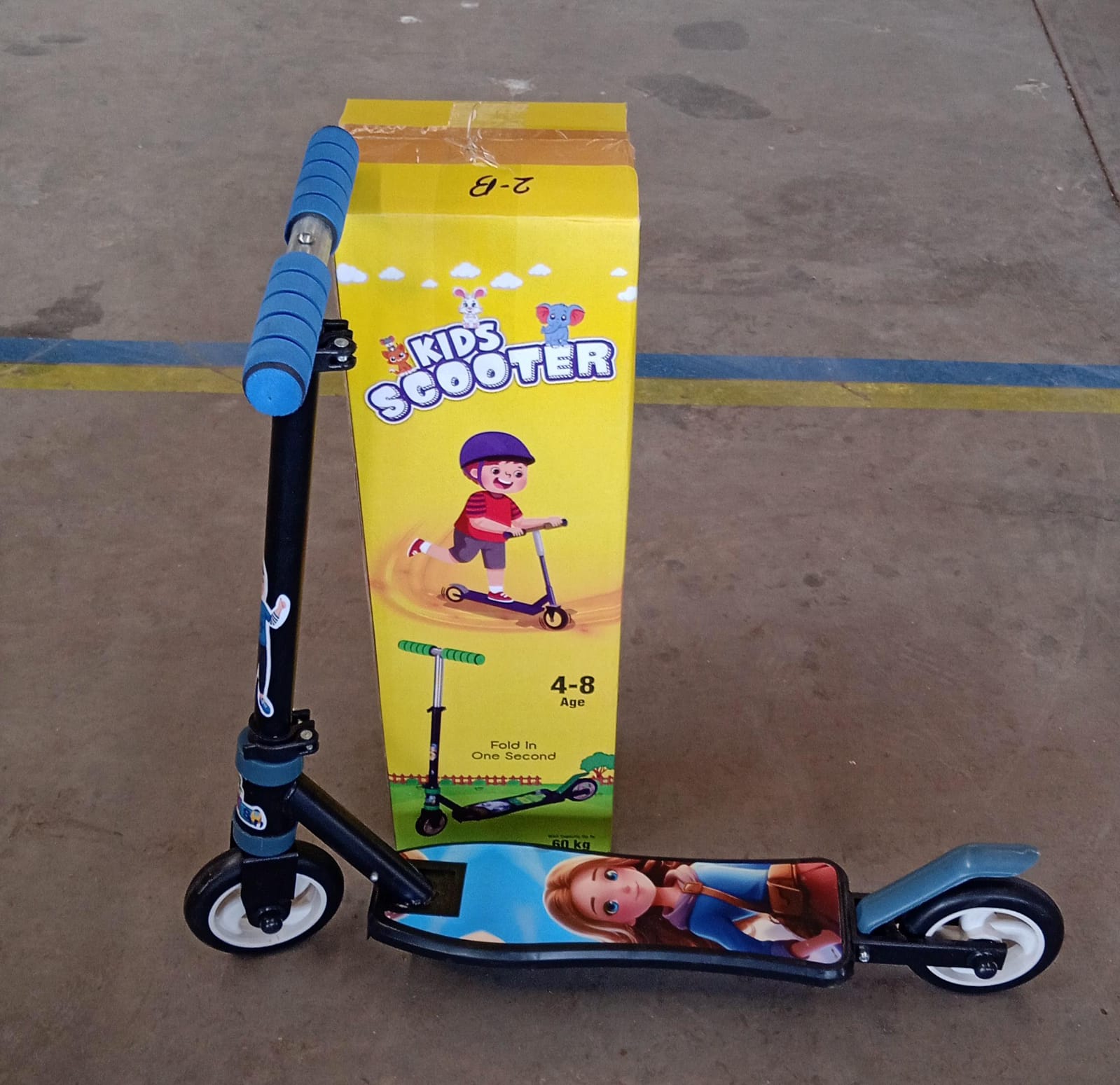 Basic Kids Ride On Leg Push Scooter for Boys and Girls (4 - 8 Years Old Kids) Foldable Scooter Cycle with Height Adjustment for Boys and Girls Multicolor (1 Pc / 2 Wheel)  - Bhavnagar Deodap