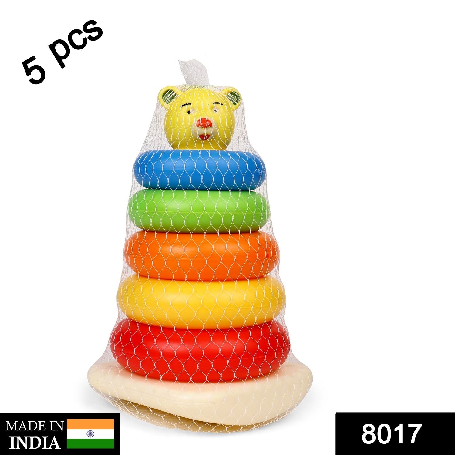 Plastic Baby Kids Teddy Stacking Ring Jumbo Stack Up Educational Toy 5pc - Bhavnagar Deodap