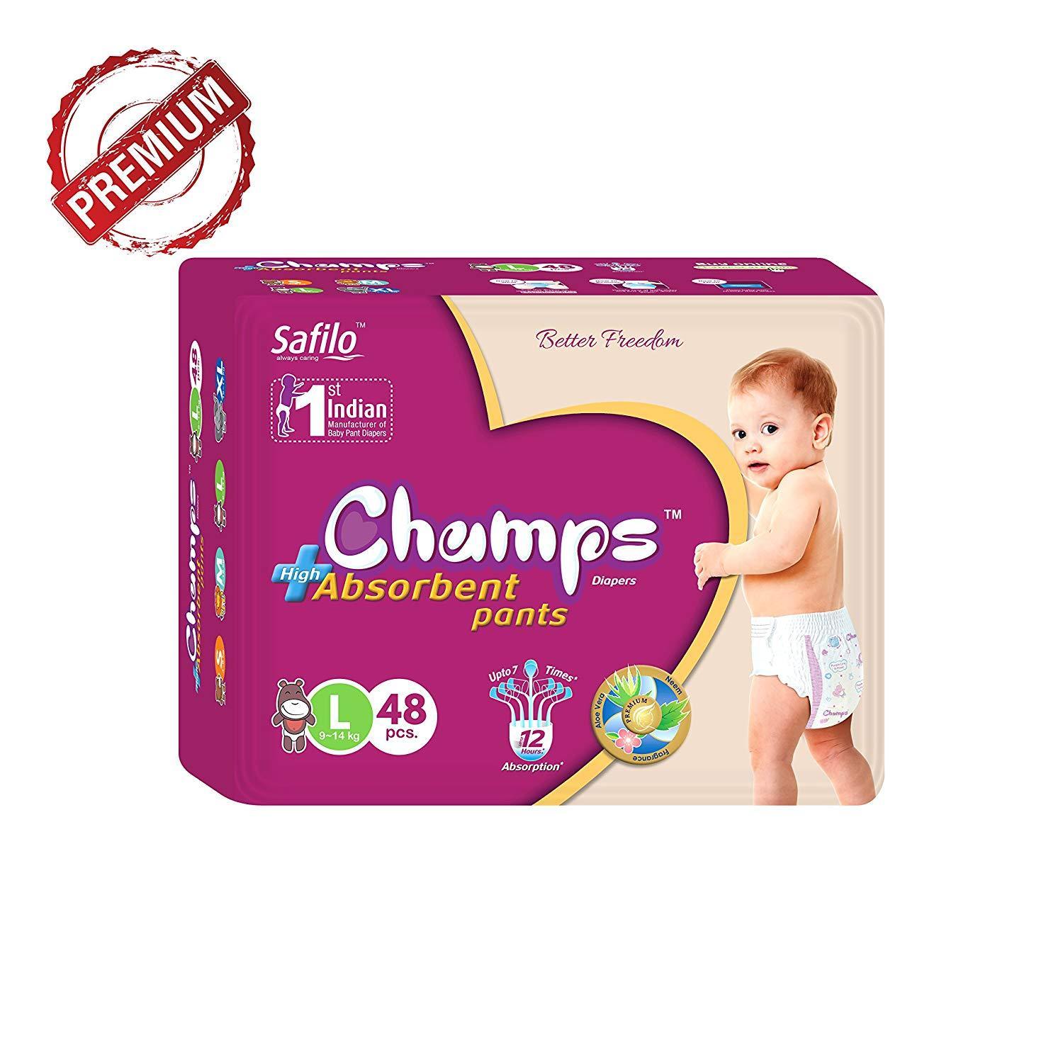 Premium Champs High Absorbent Pant Style Diaper Small, Medium and Large Size Diaper - Bhavnagar Deodap