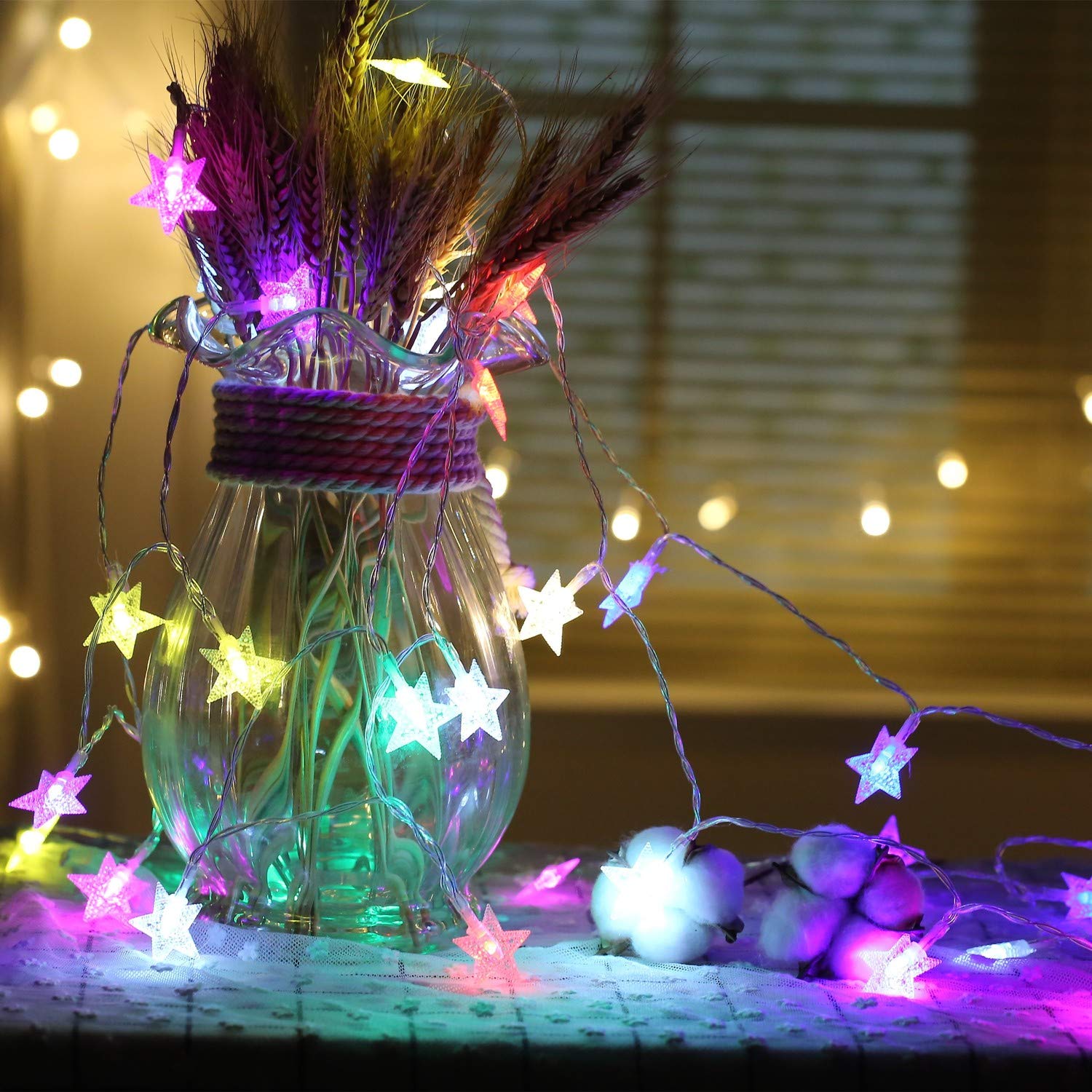 28 LED / Star 3.9 Meter Star Shape Led Light Battery Operated with Flashing Modes for Home Decoration, Kids Room, Waterproof Diwali & Wedding LED Christmas Light Indoor and Outdoor Light ,Festival Decoration (Multicolor Battery Not Included 3.9Mtr) - Bhavnagar Deodap