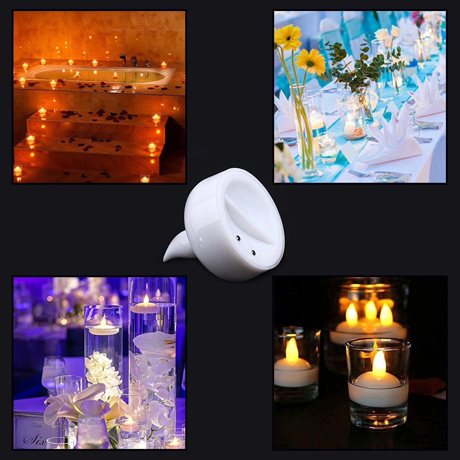 Set of 12 Flameless Floating Candles Battery Operated Tea Lights Tealight Candle - Decorative, Wedding.( Diya , Divo , Diva , Deepak , Jyoti ,) - Bhavnagar Deodap