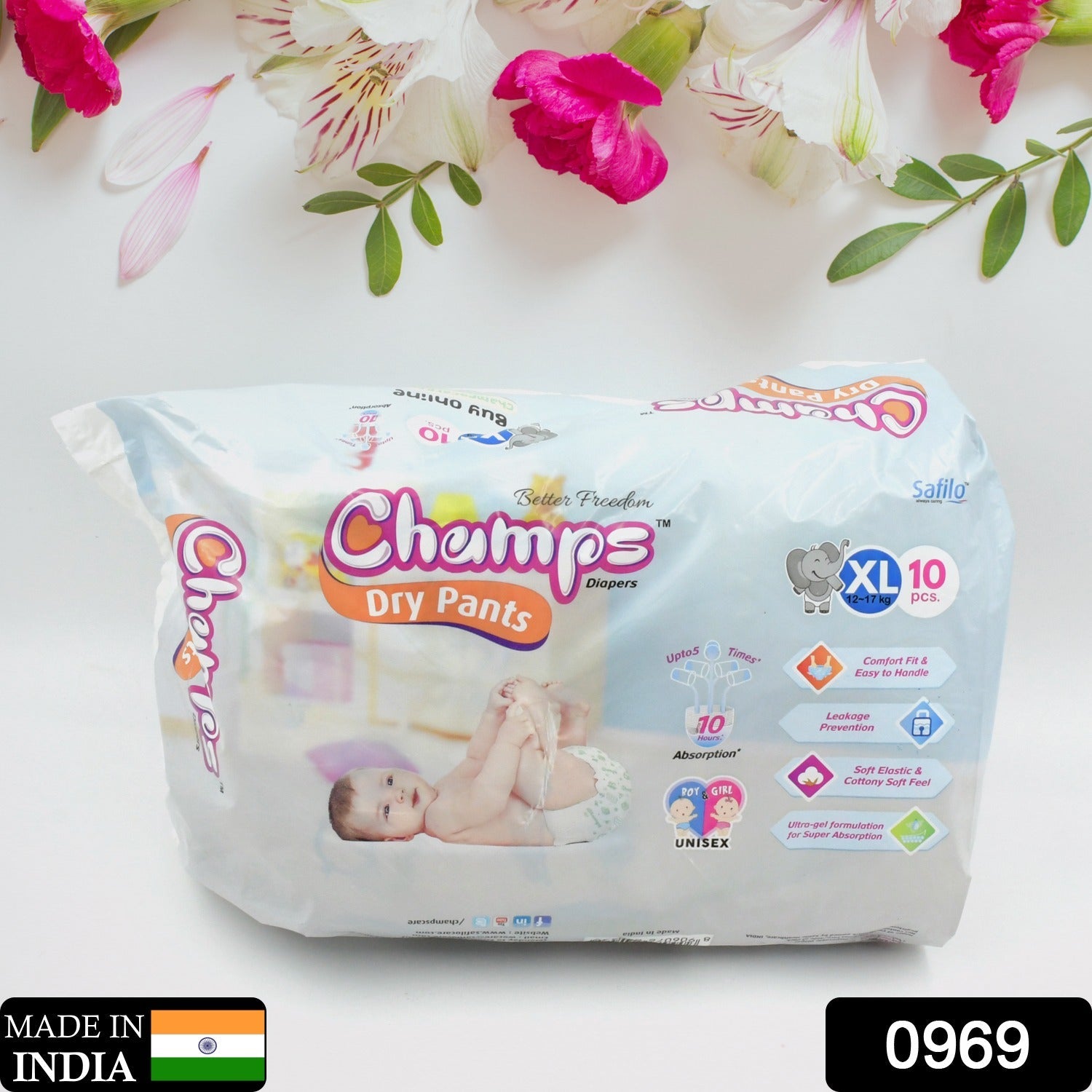 Champs Soft & Dry Baby Diaper Pants (XL, 10 Pcs): Leakproof Comfort - Bhavnagar Deodap