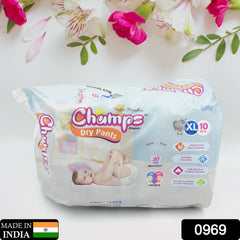 Champs Soft & Dry Baby Diaper Pants (XL, 10 Pcs): Leakproof Comfort - Bhavnagar Deodap