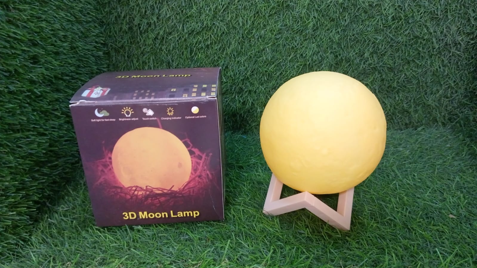 true home Moon Night LAMP with Wooden Stand Night LAMP for Bedroom - Bhavnagar Deodap