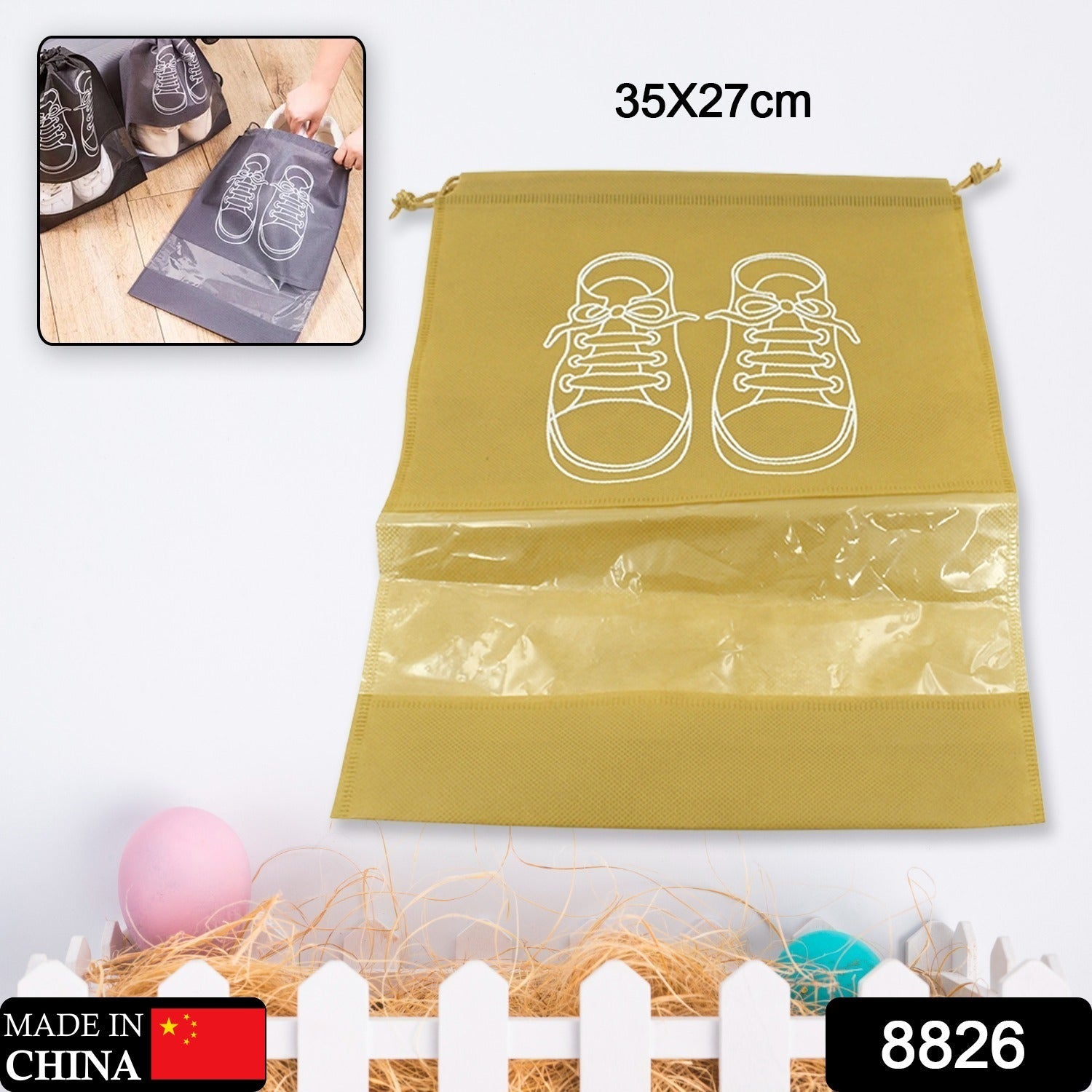 Beach Bag Shoes Storage Bag Closet Organizer Non-woven Travel Portable Bag Waterproof Pocket Clothing Classified Hanging Bag shoe bag luggage travel Portable Shoe Pouch Non Woven Transparent Window (1 Pc ) - Bhavnagar Deodap