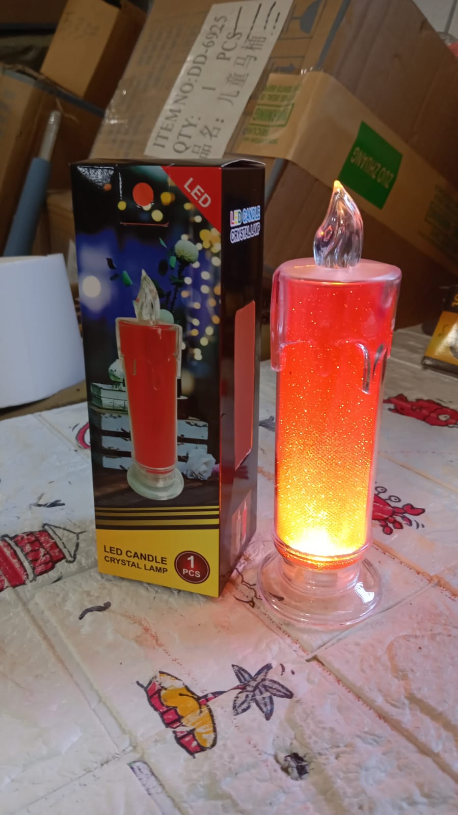 Red LED Flameless Candles Battery Operated Pillar Candles Flickering Realistic Decorative Lamp Votive Transparent Flameless Ornament Tea Party Decorations for Hotel, Scene,Home Decor, Restaurant, Diwali Decoration Candle Crystal Lamp (1 Pc) - Bhavnagar Deodap