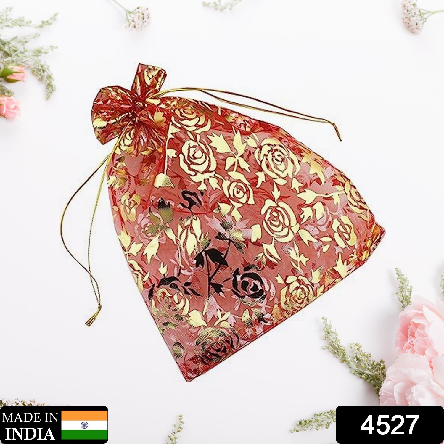 Net Fabric Drawstring Pouch for Dry Fruits Packing, Organza Shagun Potli Baba, Wedding Party Favor Gift Bags (Mix Size) - Bhavnagar Deodap