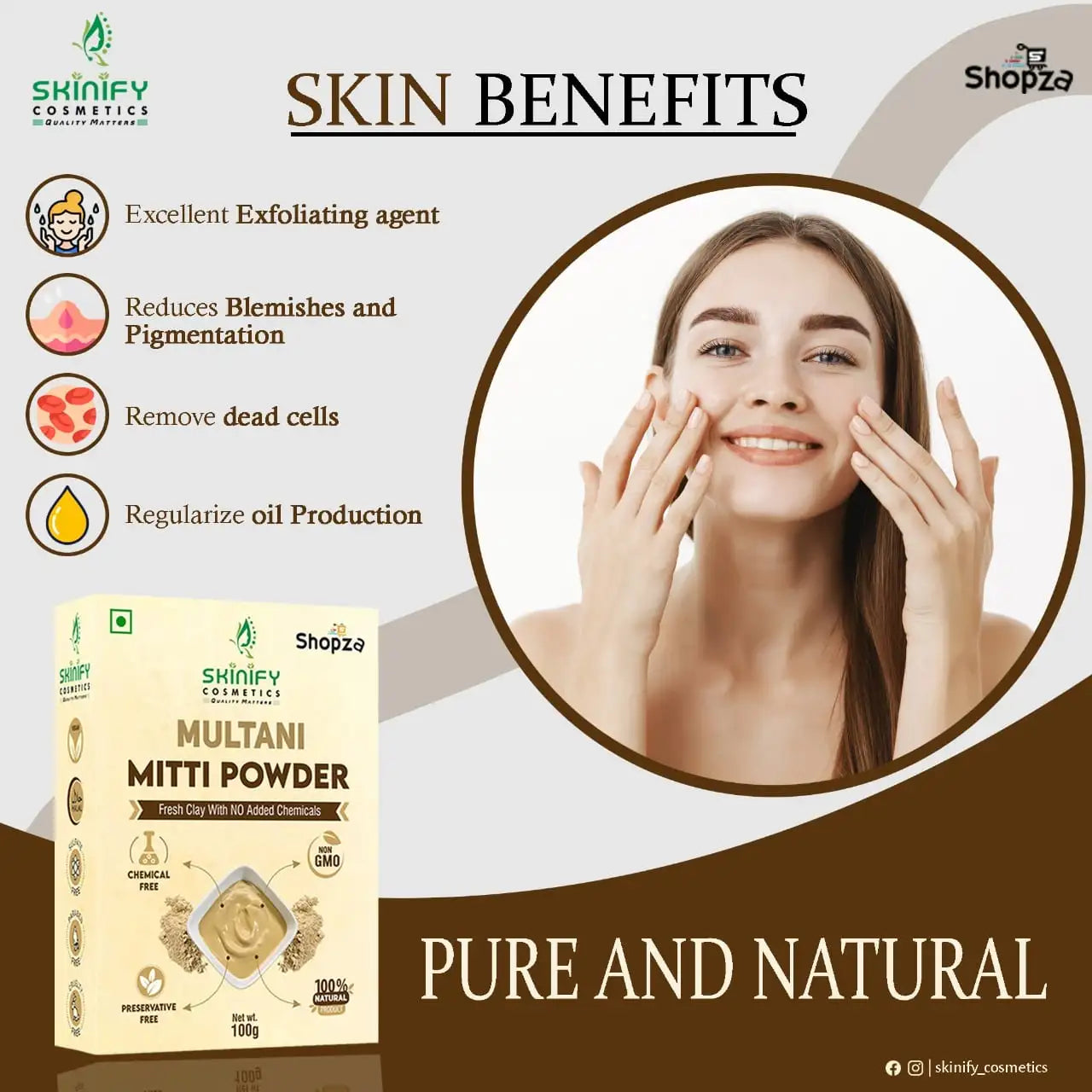 Skinify 100% Pure & Natural Multani Mitti For Face & Hair (100gm) - Bhavnagar Deodap