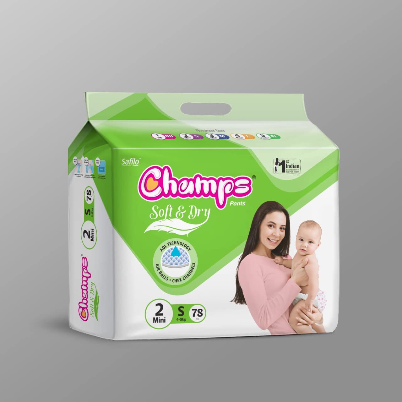 Champs Soft and Dry Baby Diaper Pants  78 Pcs (Small Size  S78) - Bhavnagar Deodap