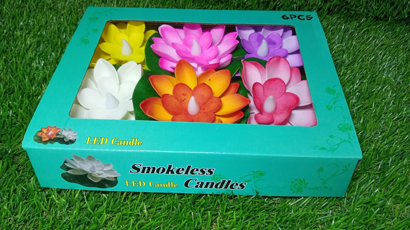 Water Floating Smokeless Candles & Lotus Flowers Sensor Led TeaLight for Outdoor and Indoor Decoration - Pack of 6 Candle (Pack of 6) - Bhavnagar Deodap