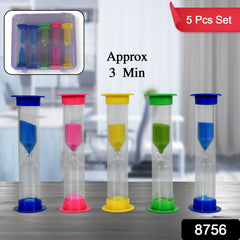 Sand Timer Plastic Hourglass, Sand Glass Toy Sand Clock for Kitchen, Office, School and Brushing Teeth for Bathroom Timer Clock Children Hourglass Sand glass Toothbrush Household Sand Clock (3 Min Approx / 5 pc) - Bhavnagar Deodap