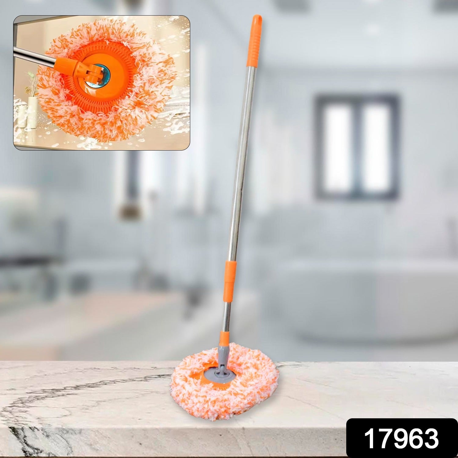 360° Rotatable Ceiling Dust Cleaning Mop Extendable Long Lightweight Handle Mop Heads Pad, Spin Scrubber for Ceiling Floor Bathroom Kitchen Tile - Bhavnagar Deodap