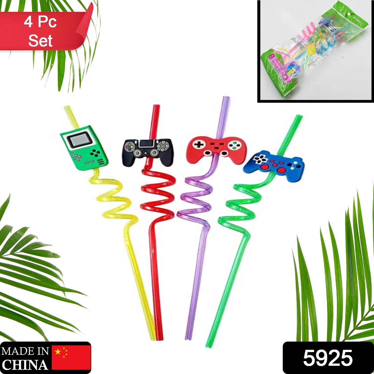 Reusable straws are perfect for kids' summer parties. Plastic Straws Reusable Drinking Straws with Cartoon Decoration for Kids Birthday Party Favors or other summer celebration (4 pc Set) - Bhavnagar Deodap