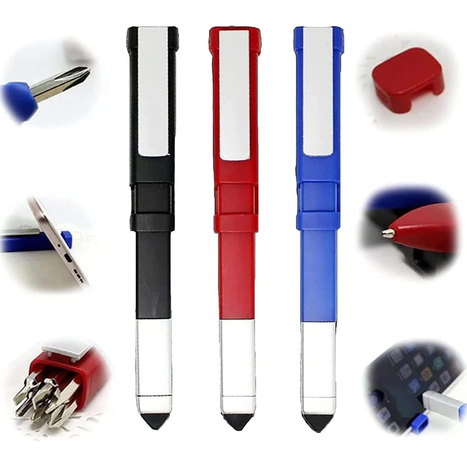 Pen-Shaped Phone Holder with Screwdriver Sets, Multi-Function Pen 4 in 1 Tech Tool Pen, Portable Phone Tools with Capacitive Stylus Ball Point Pen Mobile - Bhavnagar Deodap