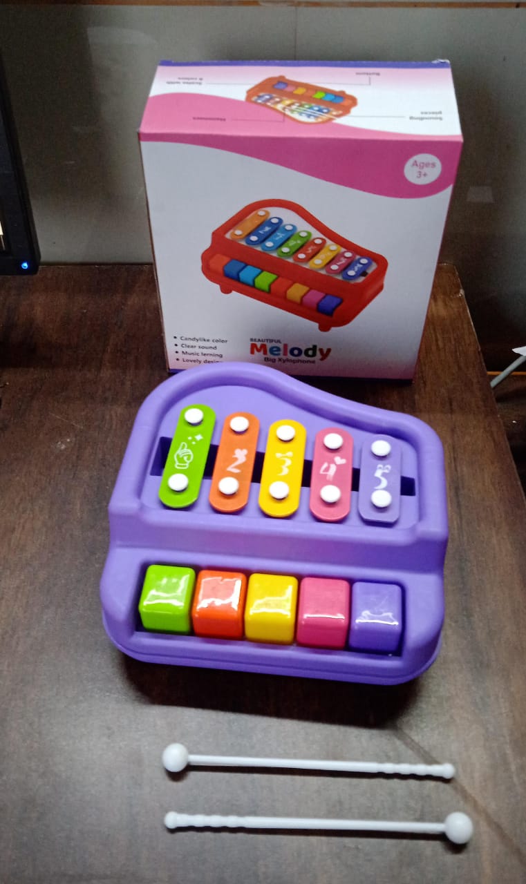 2 in 1 Baby Piano Xylophone Toy for Toddlers, 5 Multicolored Key Keyboard Xylophone Piano, Preschool Educational Musical Learning Instruments Toy for Baby Kids Girls Boys 3+ Years (1 Pc) - Bhavnagar Deodap