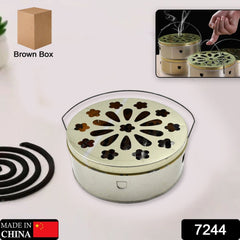 Decorative Mosquito Coil Holder Mosquito Coil Container, Incense Holder Safe Burning Coil Tray for Home Patio Pool Side Outdoor, Metal Tray - Bhavnagar Deodap