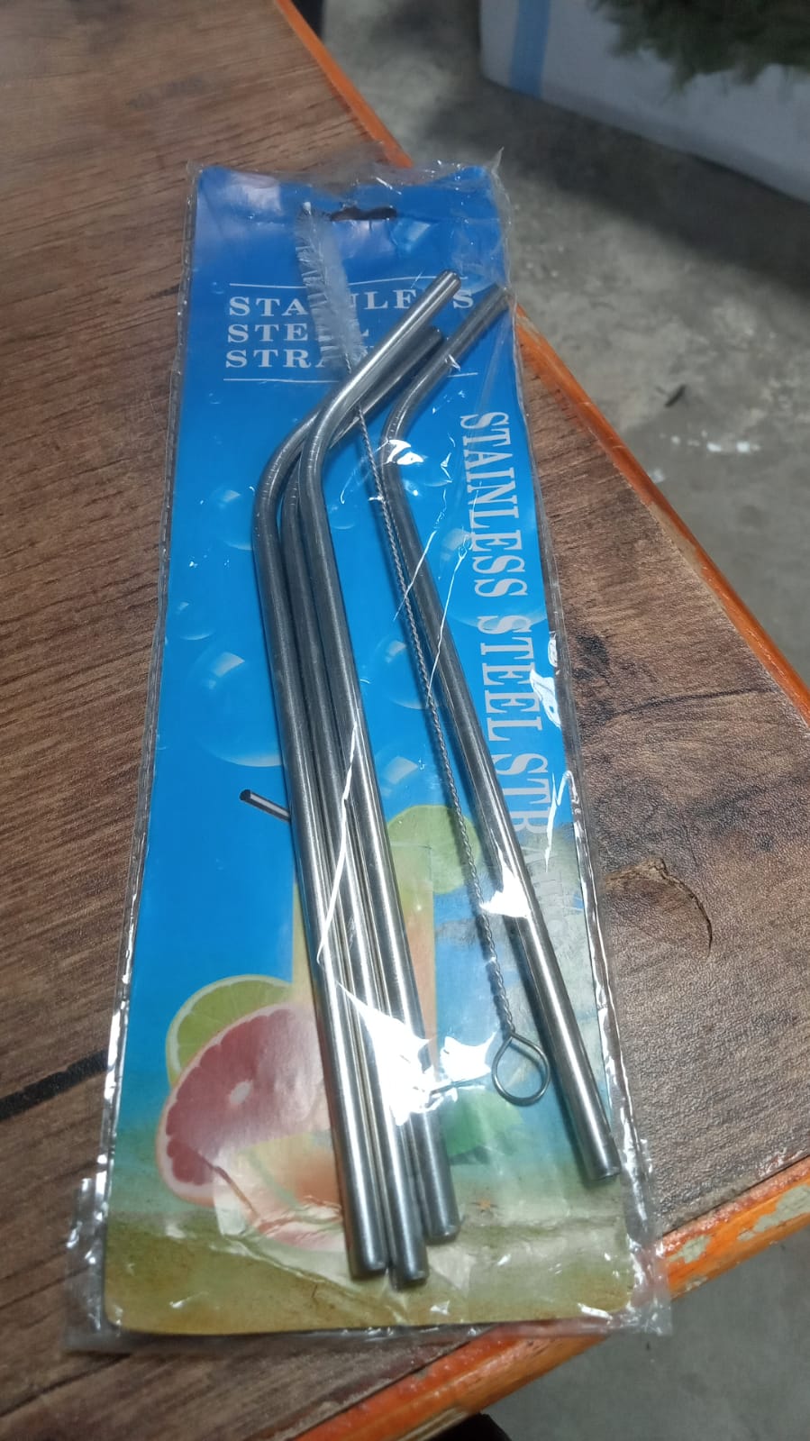 Reusable Stainless Steel Drinking Straws Bent (4 Bent Straws, 1 Brush) - Bhavnagar Deodap