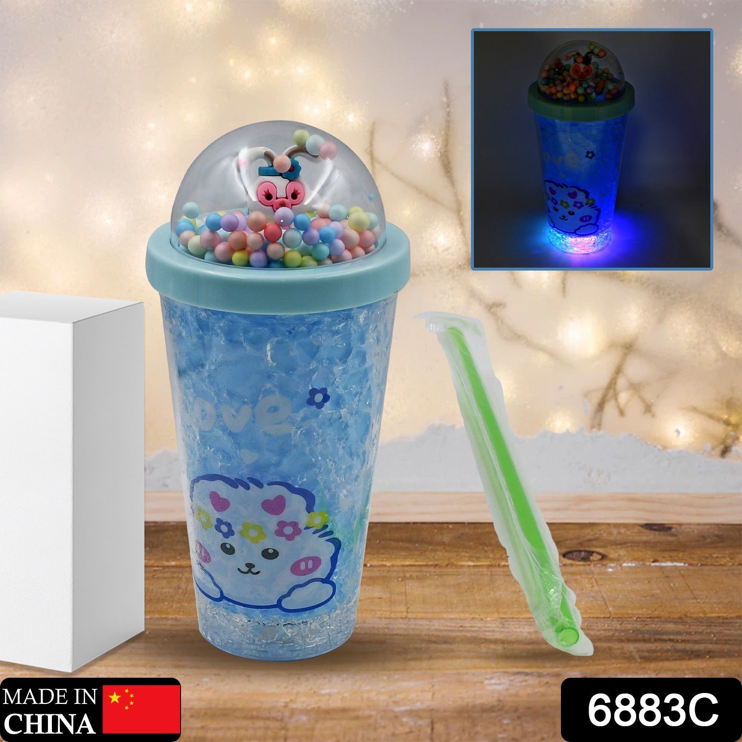 LED Light Unicorn Sipper Water Bottle Mason Jar Tumbler with Straw for Kids Glitter Sipper with Toy Drinking Cups for Boys and Girls School/Tuition/Gym/ Picnic, Kids and Adults, Birthday Return Gifts - Bhavnagar Deodap