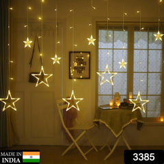 12 Stars LED Curtain String Lights with 8 Flashing Modes for Home Decoration, Diwali & Wedding LED Christmas Light Indoor and Outdoor Light ,Festival Decoration  (Warm White) - Bhavnagar Deodap