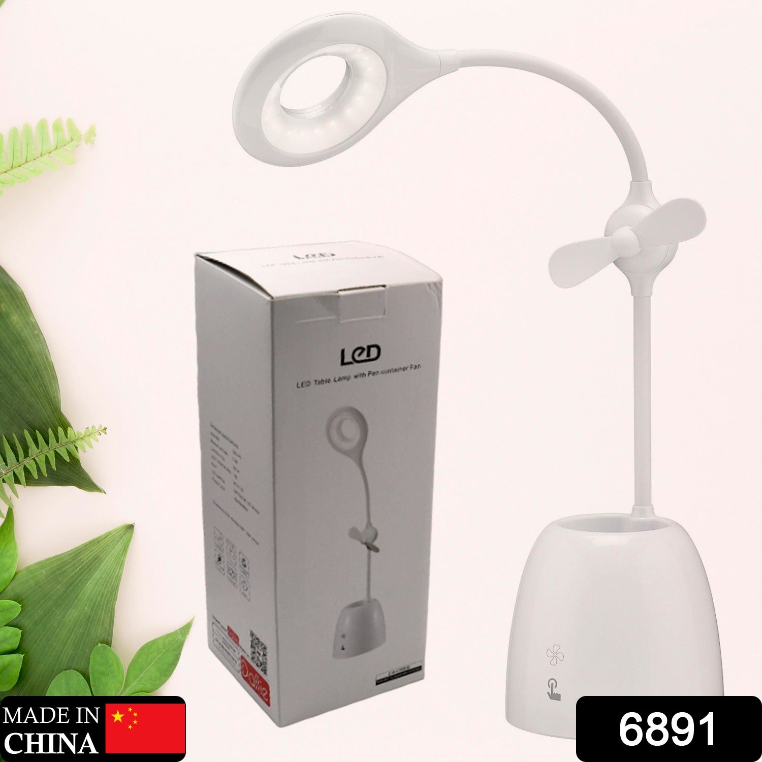 Rechargeable LED, LED Desk Lamp with Pen Container Fan, Interior Lighting for Study, Children's Room, Bedroom or Office, Perfect for Emergency, Study, Reading and Home USB Cable Included - Bhavnagar Deodap