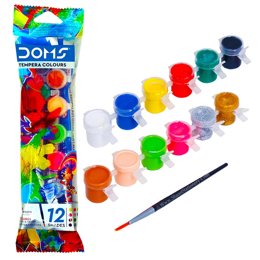 DOMS Water Color 12 Shades (With Brush) Tempera colour (Set of 12, Multicolor) - Bhavnagar Deodap