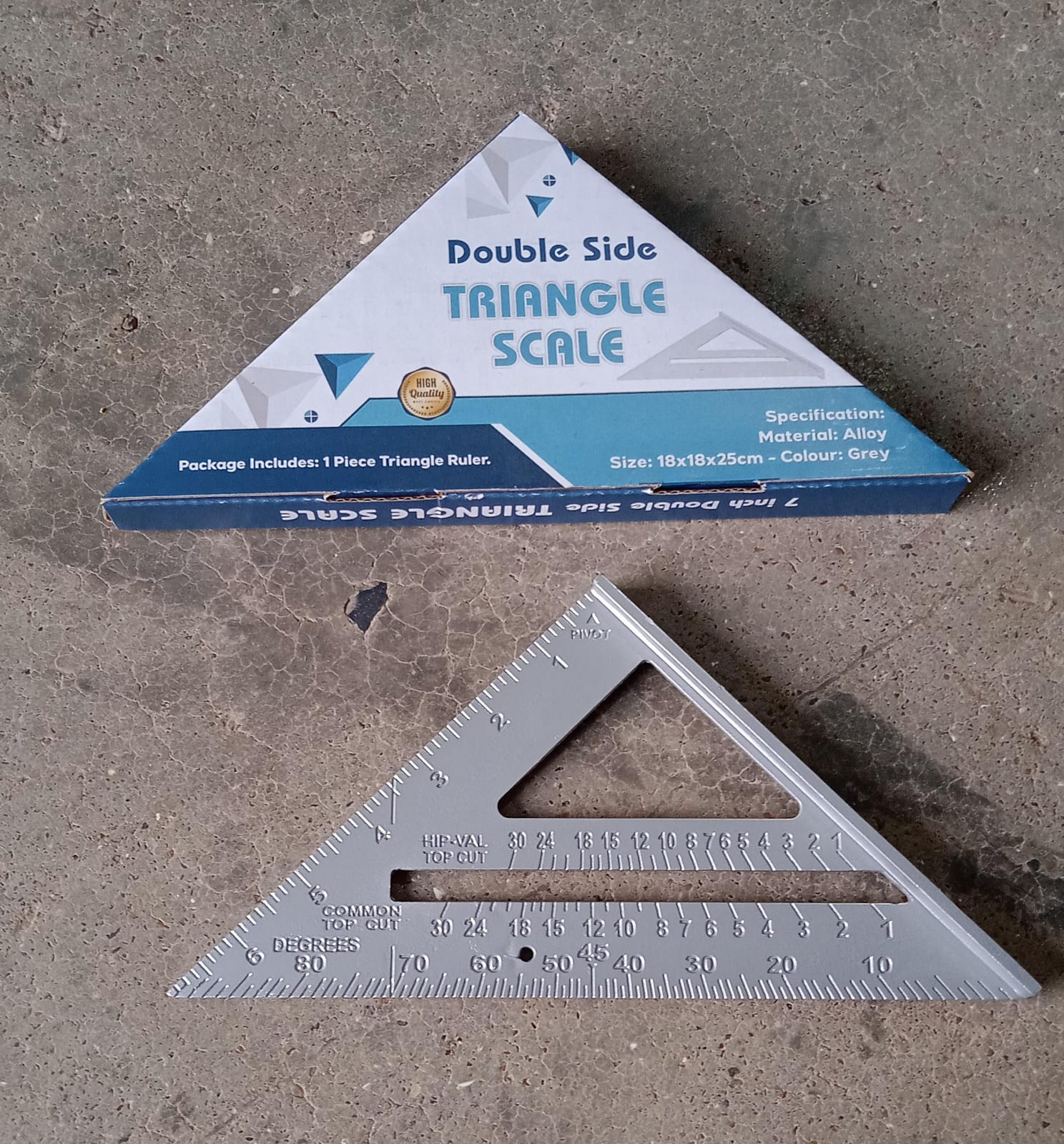 Double Side Scale Triangle Measurement Hand Tool, 45 Degree Triangle Ruler, Home for Industry, Aluminum Alloy Rafter Square 7-Inch Length - Bhavnagar Deodap