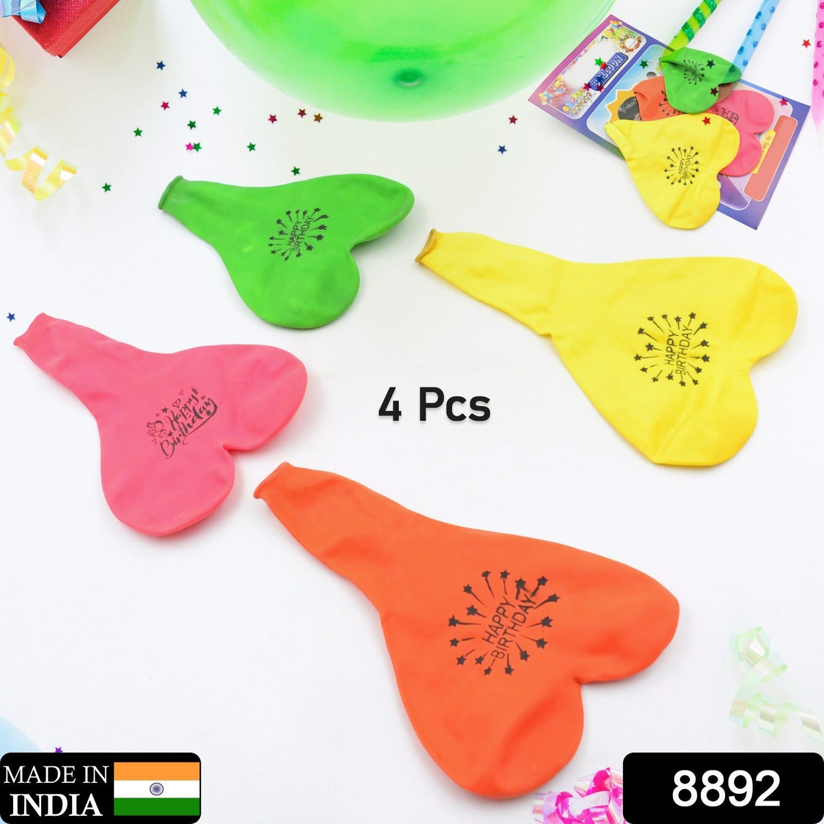 Heart shaped balloons Kinds of Rainbow Party Latex Balloons for Birthday / Anniversary / Valentine's / Wedding / Engagement Party Decoration Multicolor (4 Pcs Set) - Bhavnagar Deodap