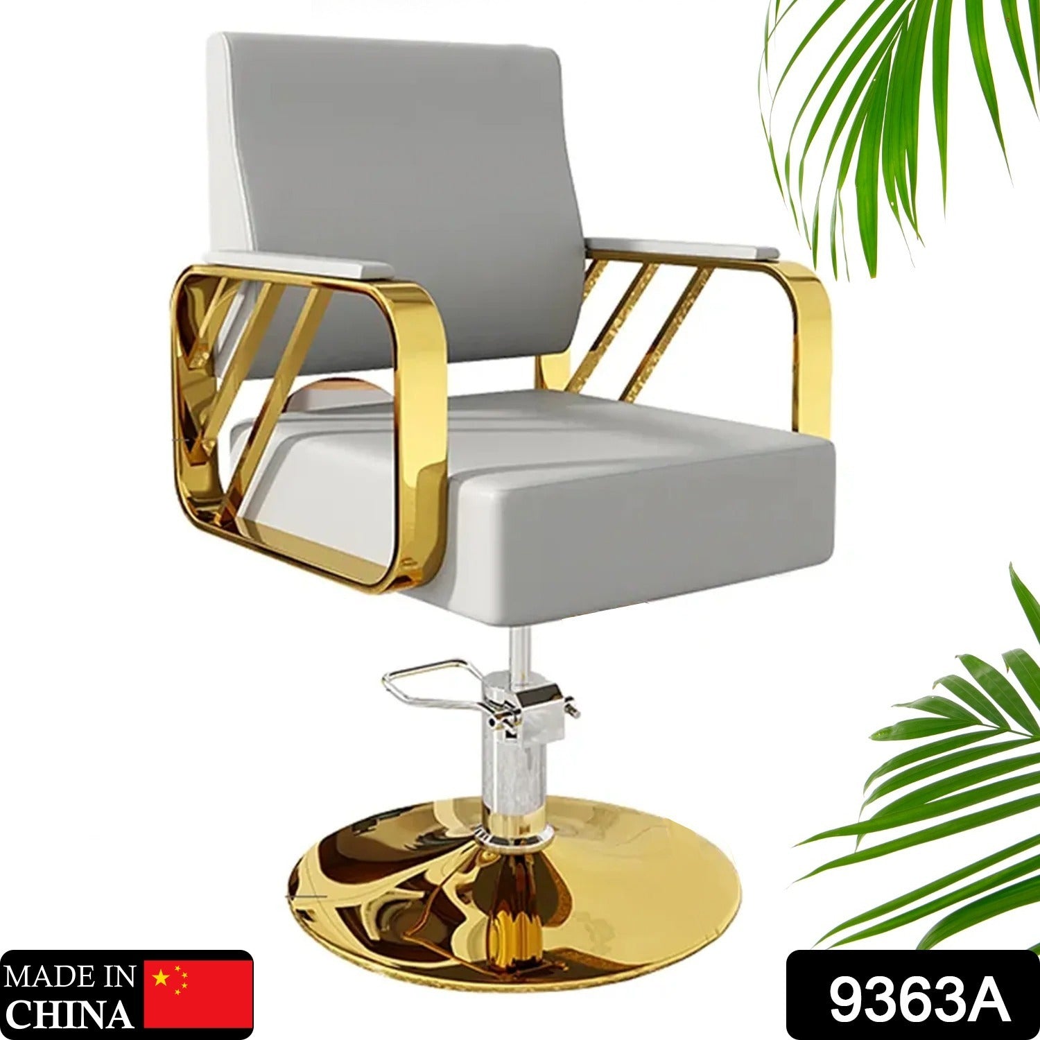 Modern Regular Chair with Hydraulic Lift for Home Office Hotel Cafe Chair (1 Unit Silver & Gold) - Bhavnagar Deodap