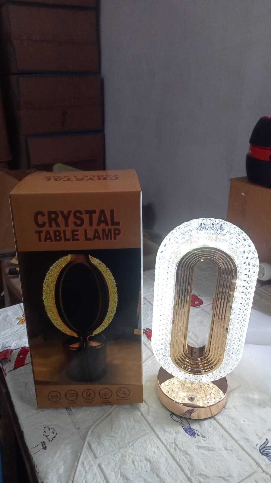 Touch Control Crystal Table Desk Lamp, 3-Way Dimmable Light, USB Rechargeable Crystal Diamond Table Lamp, Exquisite Night Stand Light Lamp Beside Lamp for Bedroom Living Room, Decorative Desk Lamp - Bhavnagar Deodap