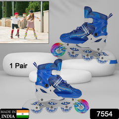 Inline Skates With Led Flashing Light Wheel With Adjustable Length Skate Premium High Quality Skates Pair (Roller Skate , Skating) - Bhavnagar Deodap