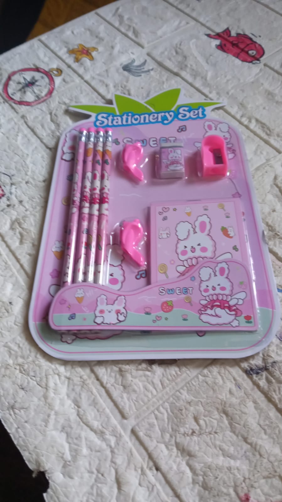 Kids' Stationery Kit: Wooden Pencils, Sharpener, Eraser, Diary (9 Pc Set) - Bhavnagar Deodap