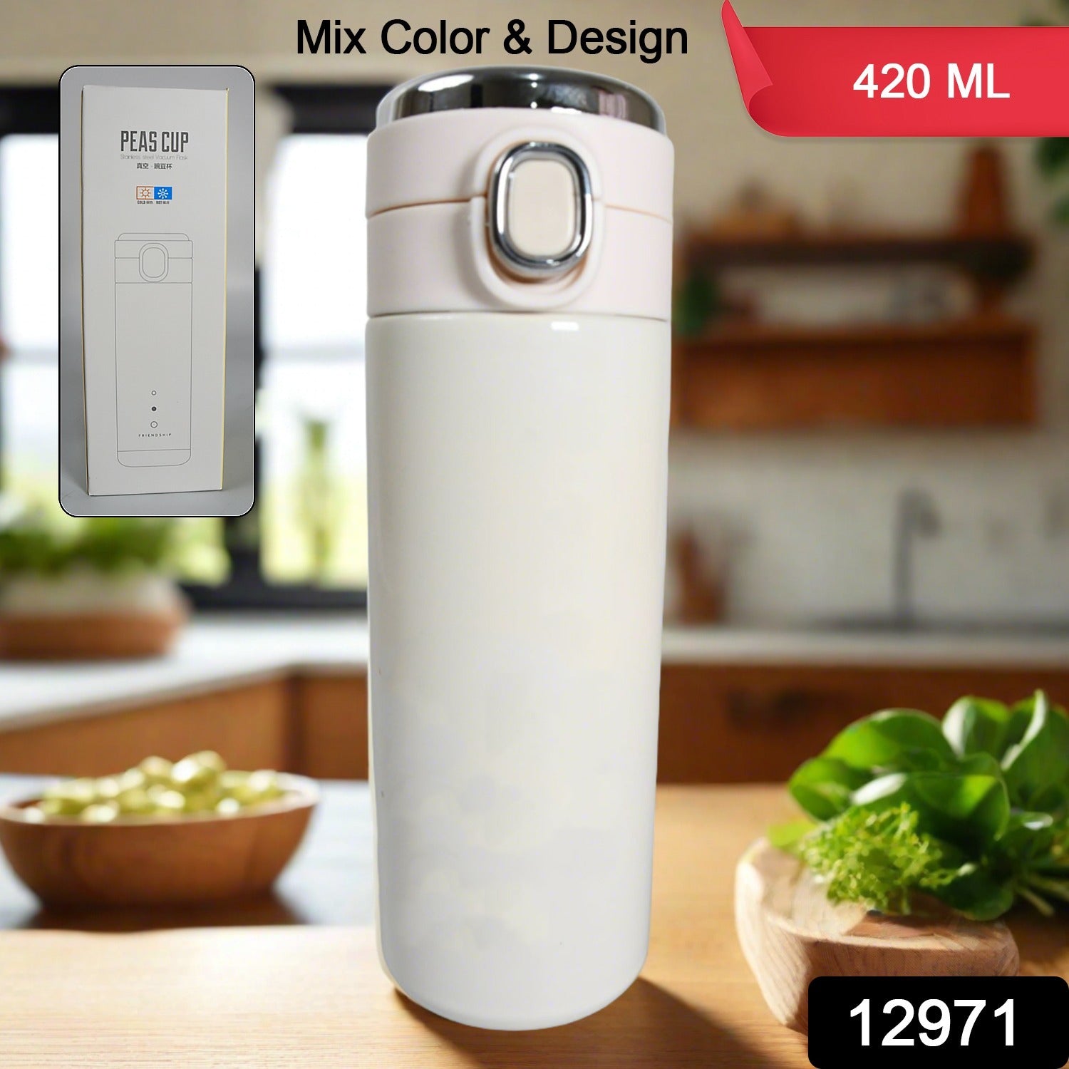 Smart Vacuum Insulated Water Bottle with LED Temperature Display, Cold & Hot | Leak Proof | Office Bottle | Gym | Home | Kitchen | Hiking | Trekking | Travel Bottle  (Mix Color & Design / 420 ML) - Bhavnagar Deodap