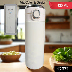 Smart Vacuum Insulated Water Bottle with LED Temperature Display, Cold & Hot | Leak Proof | Office Bottle | Gym | Home | Kitchen | Hiking | Trekking | Travel Bottle  (Mix Color & Design / 420 ML) - Bhavnagar Deodap