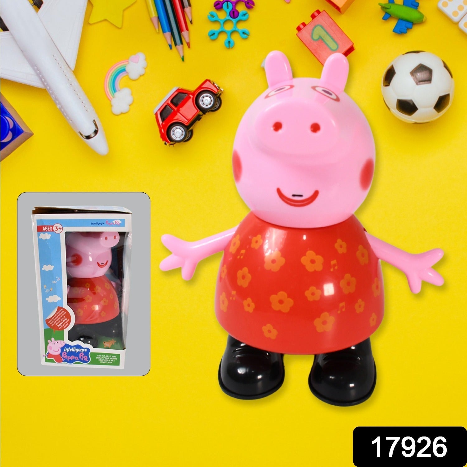 Pig Children Play toy, Pretend Play Toy Fun Gift for Kids, Movable Hands, Legs Pig Pretend Play Toy Set for Kids Children with Soft Rubber Material (1 Pc / Battery Not included) - Bhavnagar Deodap