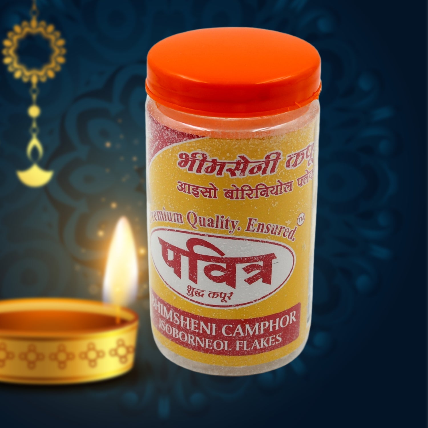 Natural Bhimsheni Camphor (Kapoor) Bhimseni Camphor Kapoor / Kapur Isoborneol Flakes Jar 100gm - Bhavnagar Deodap