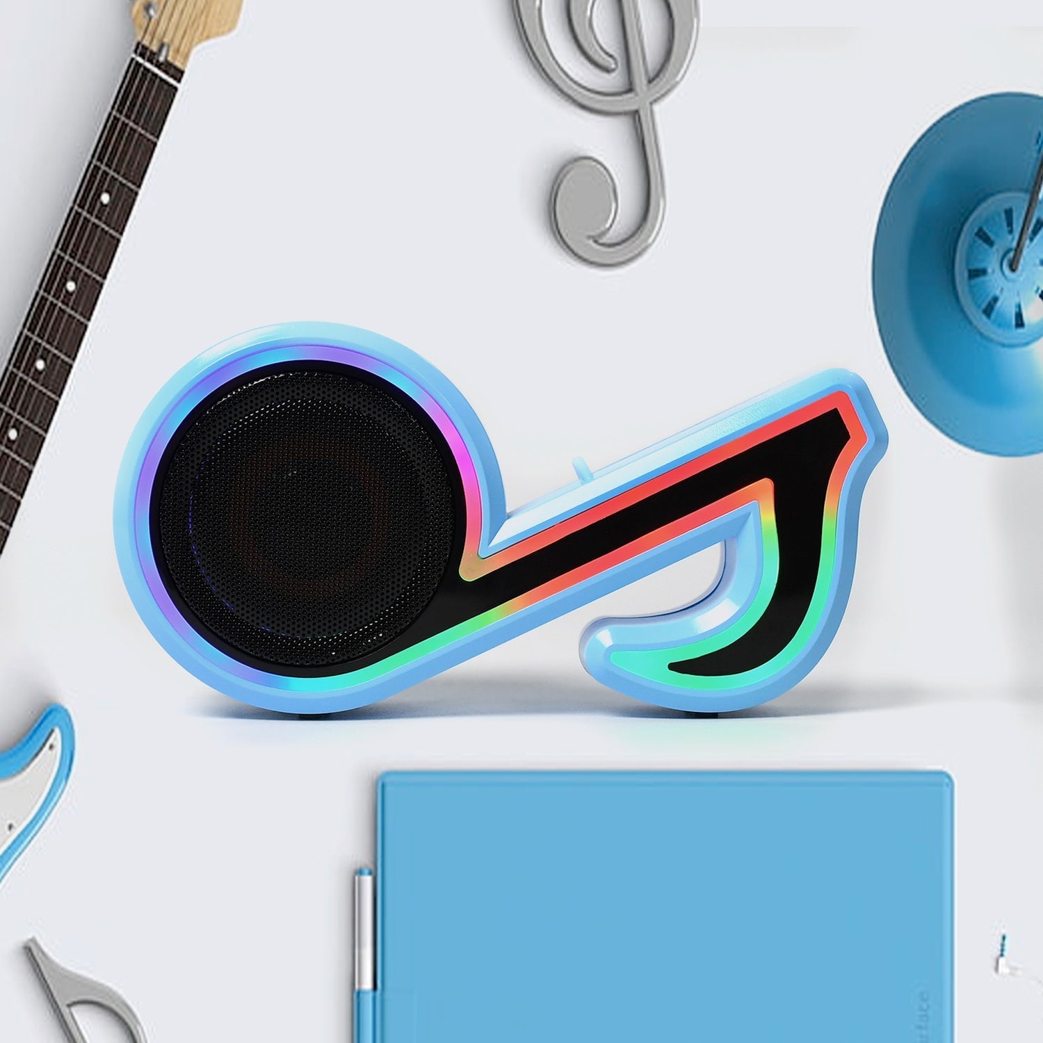 Mini Portable Music Note Shape Speaker Subwoofer Colorful Musical Note LED Lighting Sound For Creatives Gift Computer Phone Sound Equipment Bluetooth speaker (Media Player) - Bhavnagar Deodap