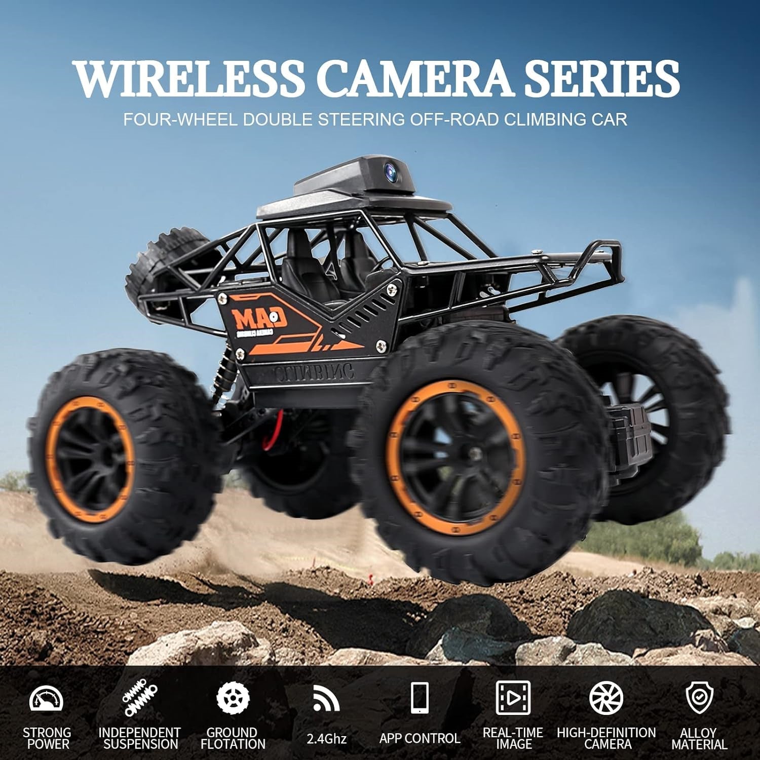 Remote Control Car with Camera Off-Road Remote Control Truck Monster Trucks for Boys 8-12 Birthday Gift For Kids Adults Gift For Boys And Girls HD Camera Rock Crawler Monster Truck Toy - Bhavnagar Deodap