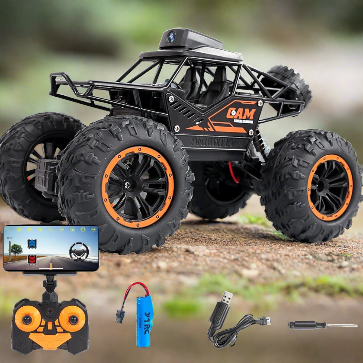 Remote Control Car with Camera Off-Road Remote Control Truck Monster Trucks for Boys 8-12 Birthday Gift For Kids Adults Gift For Boys And Girls HD Camera Rock Crawler Monster Truck Toy - Bhavnagar Deodap