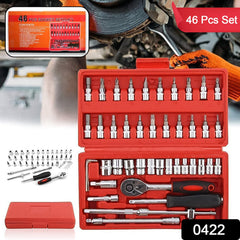 Socket 1 / 4 Inch Combination Repair Tool Kit (Red, 46 pcs) - Bhavnagar Deodap